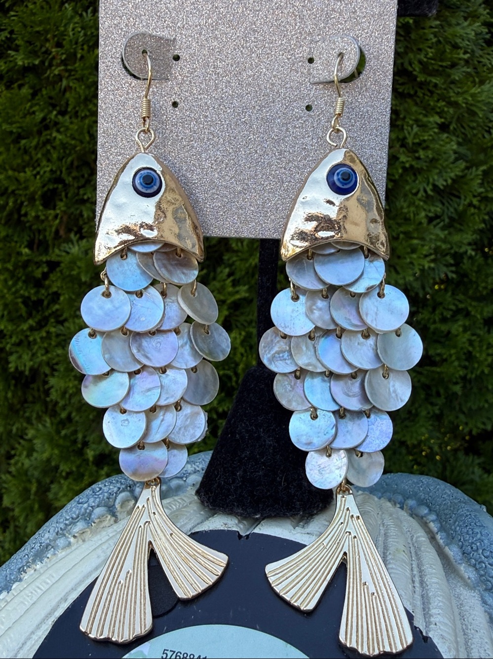 New Natasha Accessories
Scaly Fish Statement Drop Earrings - Picture 8 of 9